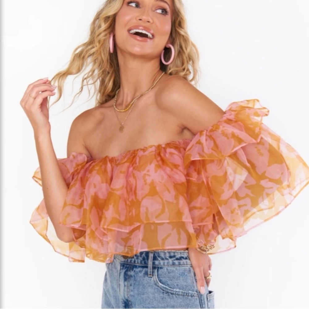 Show Me Your MuMu Peach Floral Crop Top